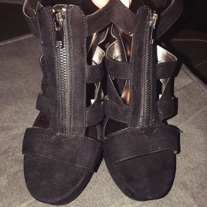 Carlo Rossi Black Suede Strappy Wedge